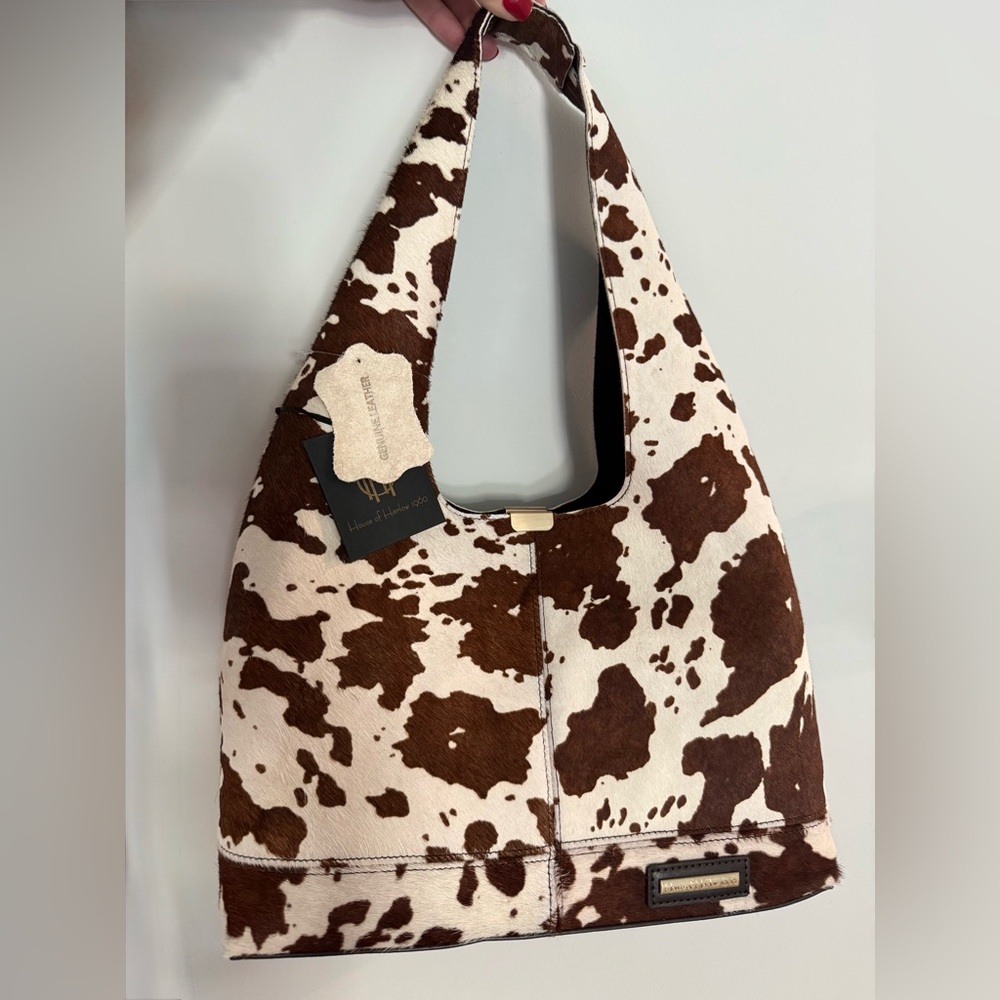 House of Harlow 1960 Cow Print Hobo Bag